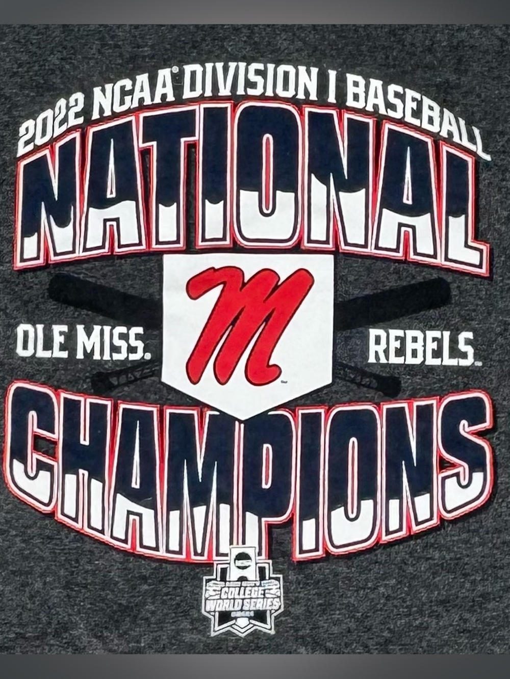 Ole Miss 2022 College World Series Champion Locker Room Tee - XXL - Sealed - NWT
